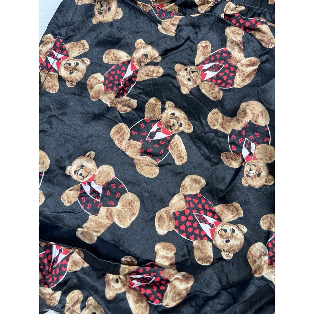 Vintage 90s Addiction Mens 100% Silk Boxer Shorts Teddy Bear Hearts L - Picture 4 of 7